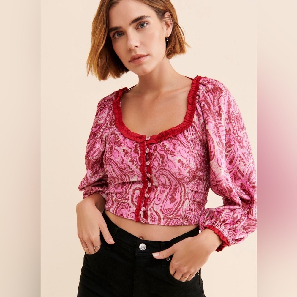 Free People Dare Me Velvet Blouse